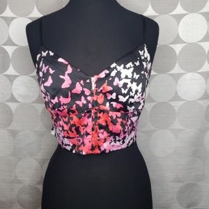 bebe • crop top black with butterflies size large